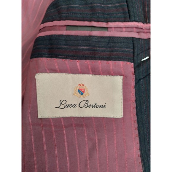 Luca Bertoni Men's Striped Blue with Red Stripes Sports Coats Jacket Blazer - Picture 4 of 6